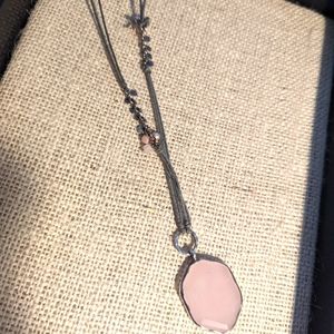Silpada grey necklace, .925 sterling silver beads with a rose quartz pendant